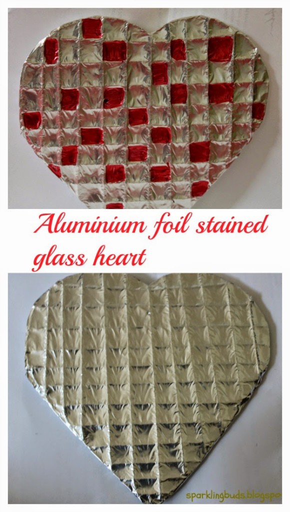 Aluminium foil heart Valentines day