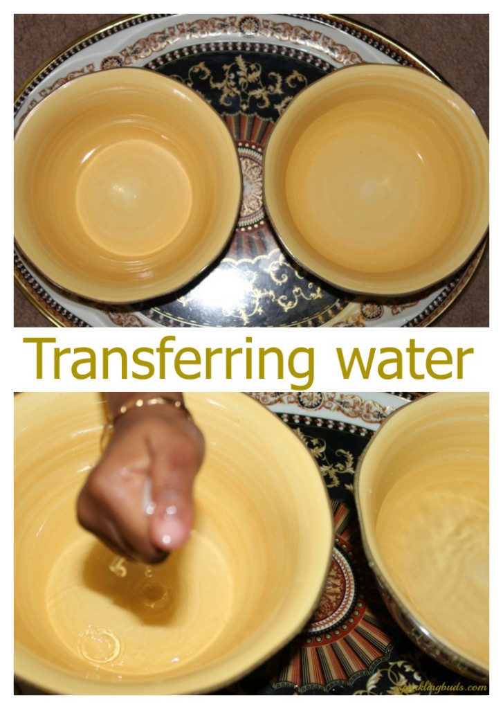 Preschooler activity transferring water