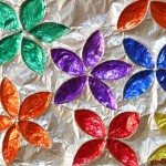 Alumium foil stained glass flowers