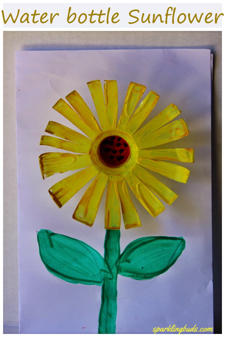 Water bottle sunflower craft - sparklingbuds