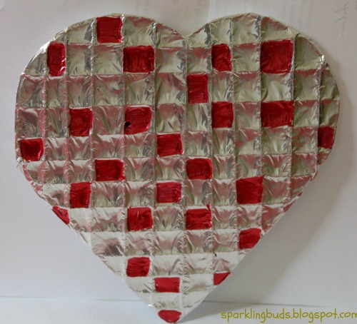 Aluminium foil stained glass heart Valentines day craft ideas