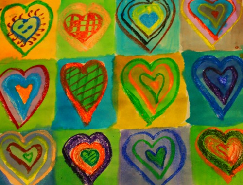 Kandinsky inspired heart Valentines day craft idea