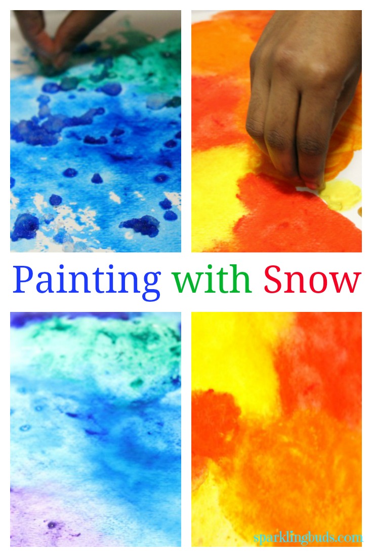 paint snow in watercolor with kids