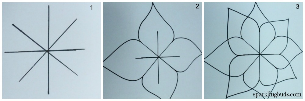 Simple Lotus kolam for kids