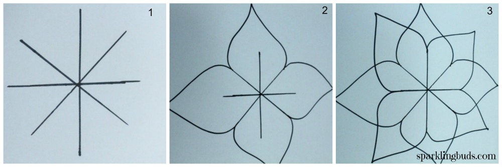 Simple Lotus kolam for kids