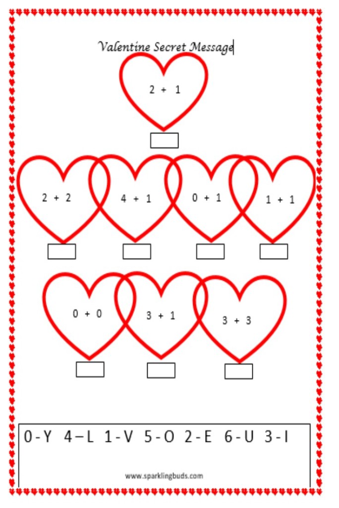 Valentine s Day Math Activity Secret Message Sparklingbuds