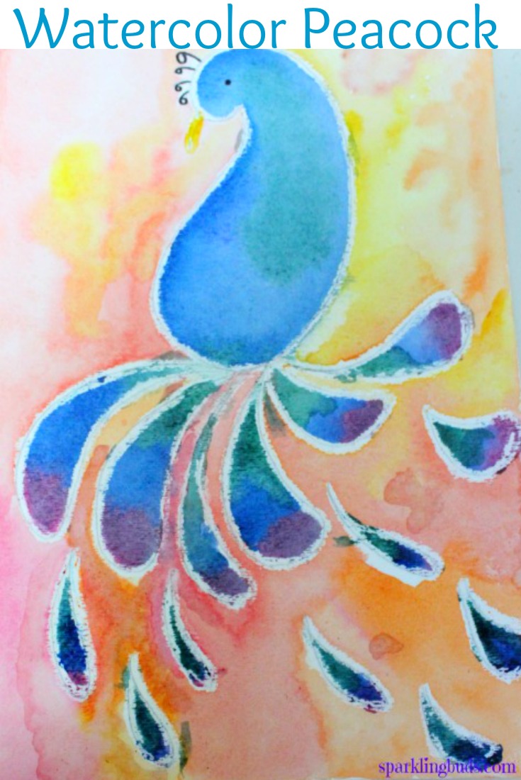 Watercolor peacock art idea