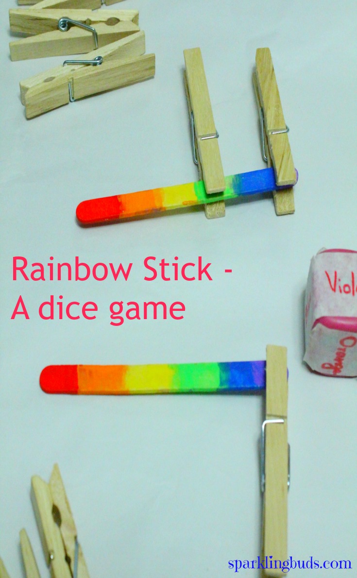 Rainbow activities - dice game for preschool