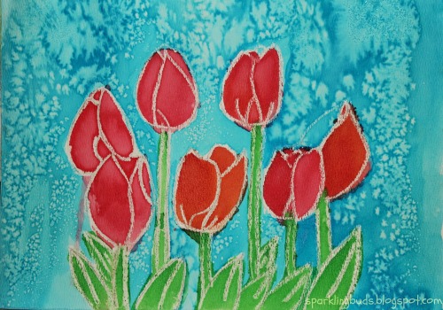 Watercolor flower painting for kids