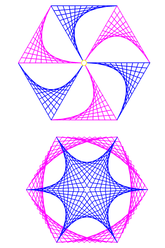 Parabolic art in hexagon geometric art