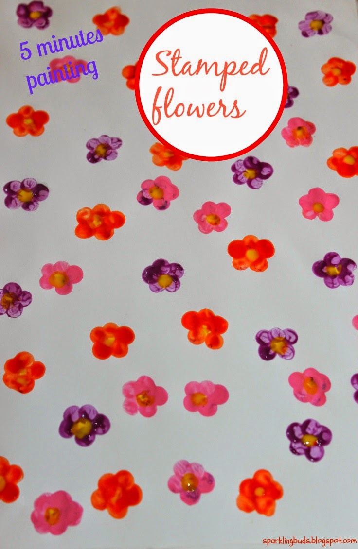 Spring crafts flower painting with kids